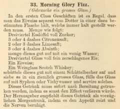 Harry Johnson, 1882, New and Improved Bartender's Manual, page 102 - Morning Glory Fizz.
