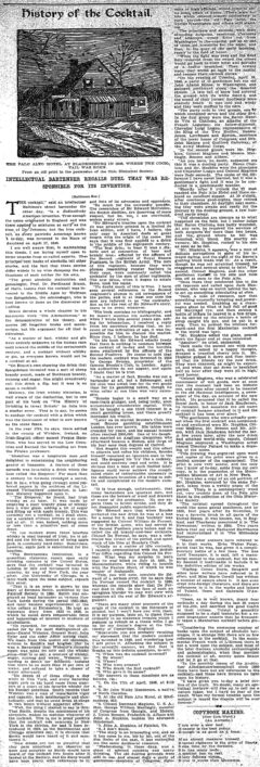 History of the Cocktail. Washington Post, 20. December 1908, page 2.