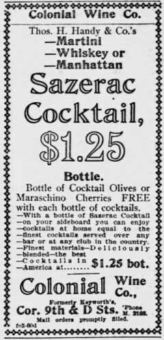 Sazerac Cocktails. Evening Star, 3. February 1903, page 9.