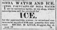 Soda Water and Ice. The Alexandria Herald, 19. May 1823, page 3.