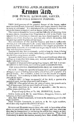 Lemon Acid - Repository of Arts, Literature, &c. &c., 1. May 1814.