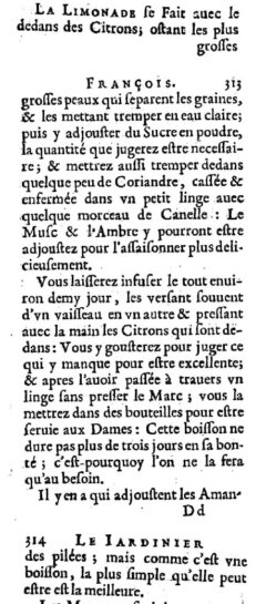 Nicolas de Bonnefons: Le iardenier françois. 1651. Page 312-314.
