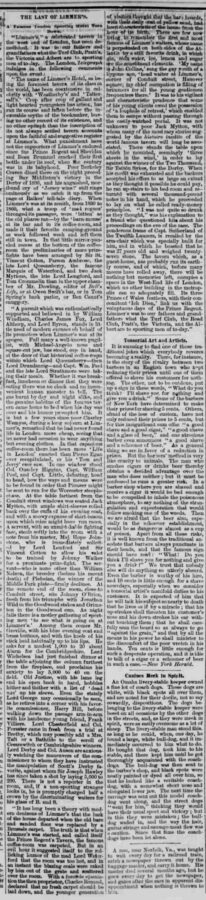 The Last of Limmer's. In: The True Northerner, 17. November 1876, page 3.