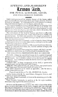 Lemon Acid - Repository of Arts, Literature, &c. &c., 1. May 1814.