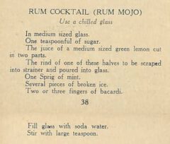 Juan A. Laser: Libro de cocktail. The Cocktail Book. 1929. Page 38-39.