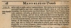 The Voyages & Travels of J. Albert de Mandelslo into the East-Indies, 1662, page 18.