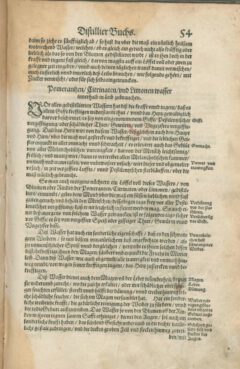 Walther Hermann Ryff: New Vollkommen Distillierbuch. 1597, page 54 (rechts).