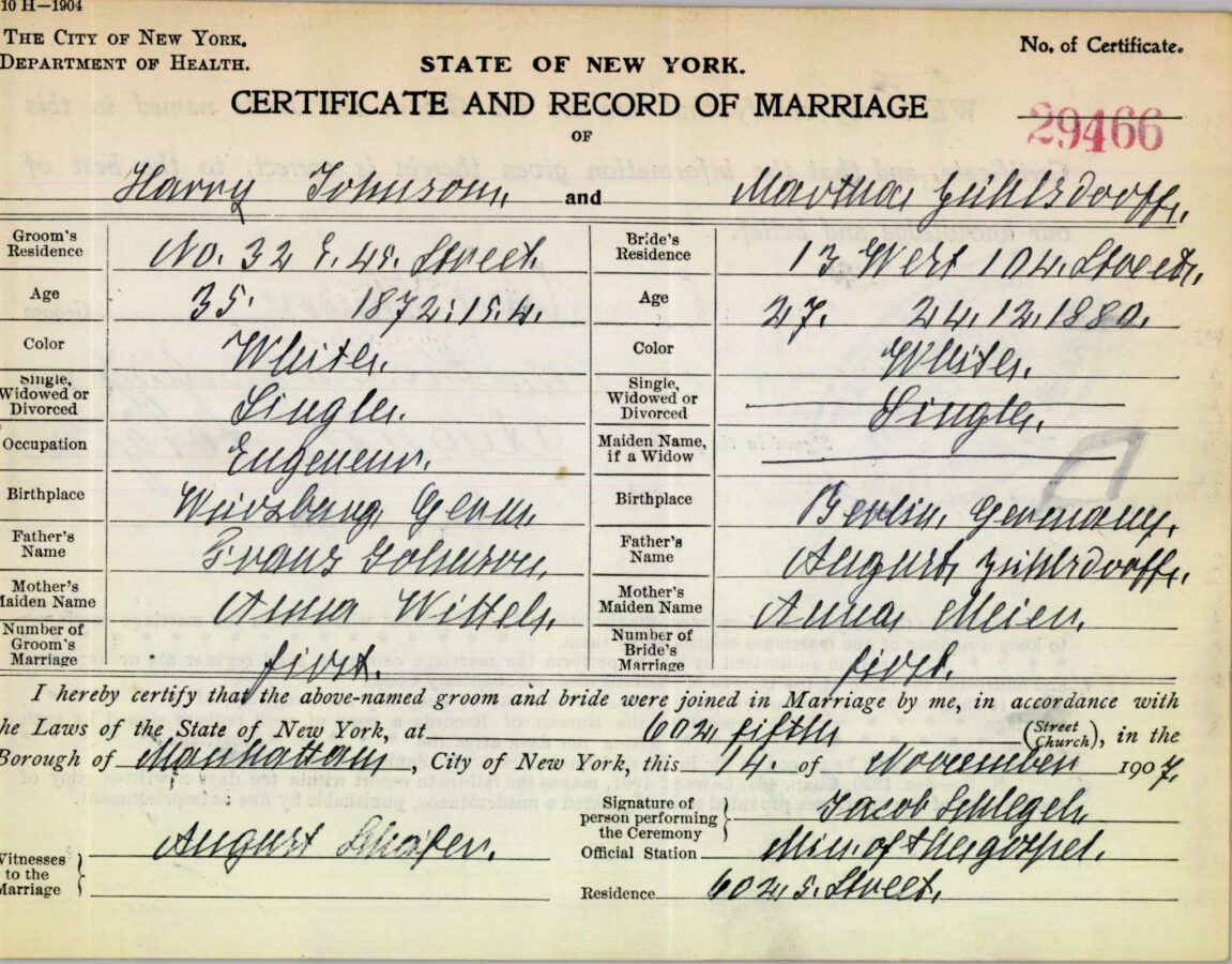 1907 - Marriage Record 1.