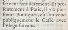 Sylvestre Dufur et. al.: De l'usage du caphé, du thé et du chocolate. 1671, page 23.