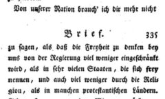 Johann Kaspar Riesbeck: Briefe eines reisenden Franzosen über Deutschland an seinen Bruder zu Paris. Erster Band. 1783 , page 334-335.