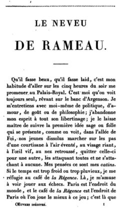 Œuvres inédites de Diderot. Le neveu de Rameau. Voyage de Hollande. 1821, page 1.