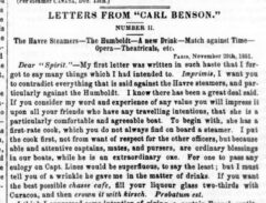 Spirit of the Times, 3. January 1852, page 1.
